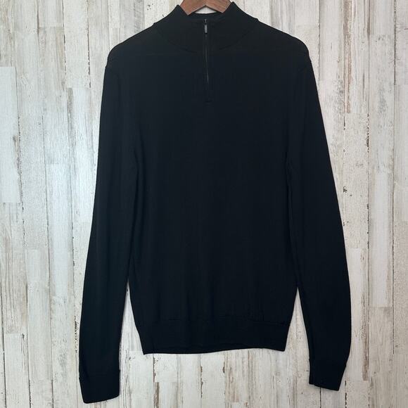 Nordstrom Mens Merino Wool Washable Turtleneck Medium Black Quiet Luxury EUC - Picture 1 of 8